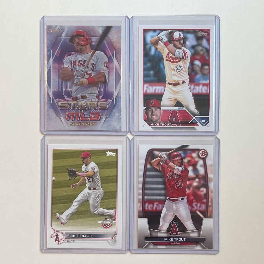 Lot of 4 Mike Trout Los Angeles Angels Topps MLB Baseball Cards
